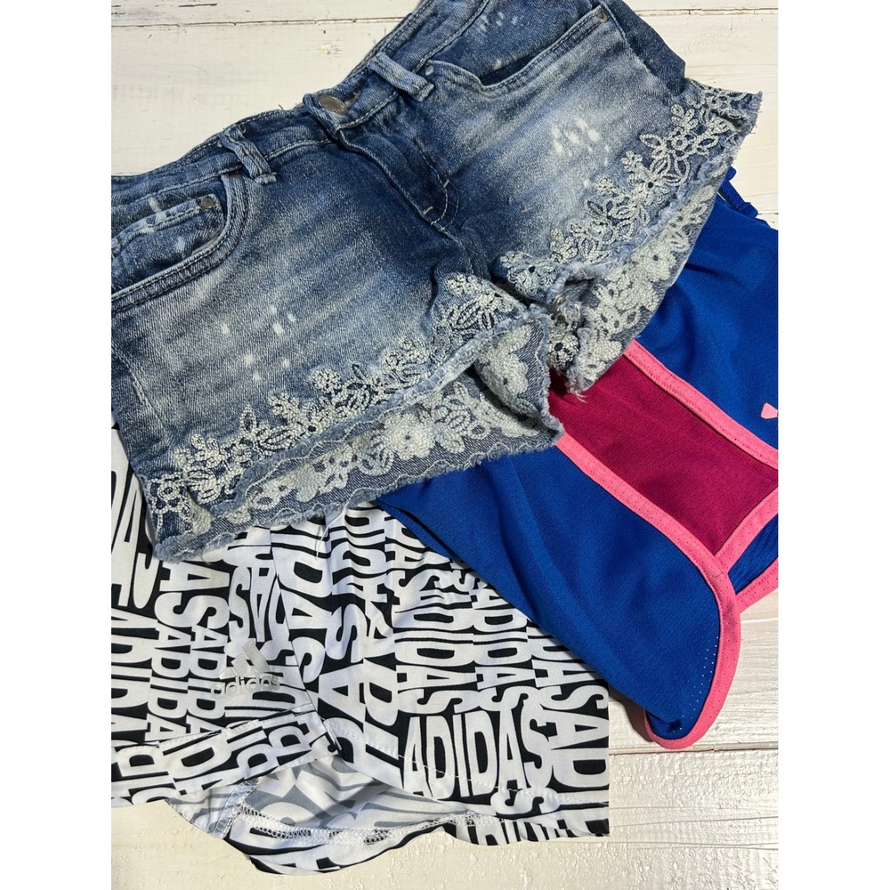 Girls Shorts Bundle Levis Lace Denim Under Armour Blue Adidas Typography Size 14